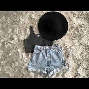 Metal Gray Cropped Tank Top